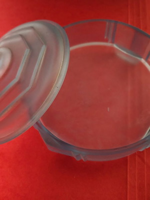 Blue glass fondant dish new for treats or storage