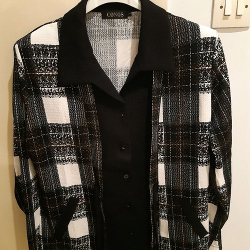 Checked shirt with shoulder pads like new, black and white, size L