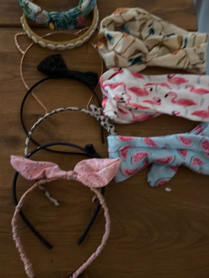 Headbands and ribbons used, pack of 10, multicolor