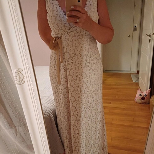 Desiree maxi formal dress new, white and beige, size M