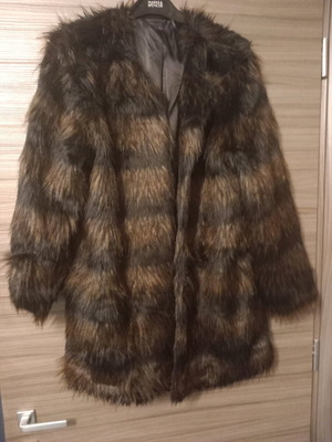 Marks & Spencer faux fur coat new, black-brown, size 50