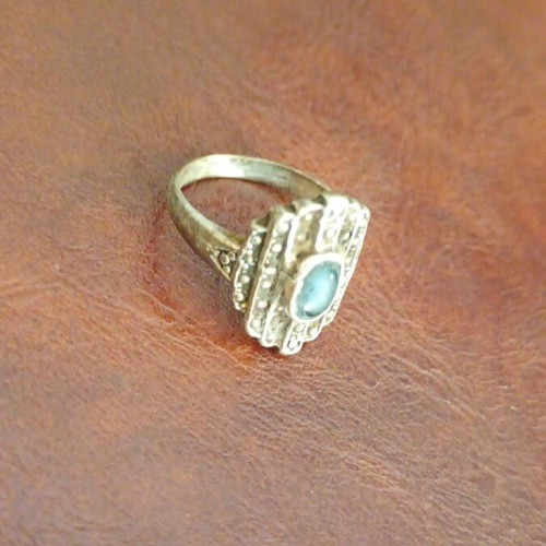 Women's silver ring used, antique, Gianniotiko with semi-precious stone