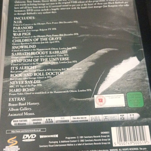 Black Sabbath The Black Sabbath Story Volume One DVD like new