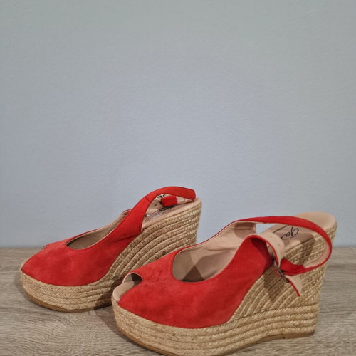Gaimo red leather and suede wedge espadrilles sandals size 38 used