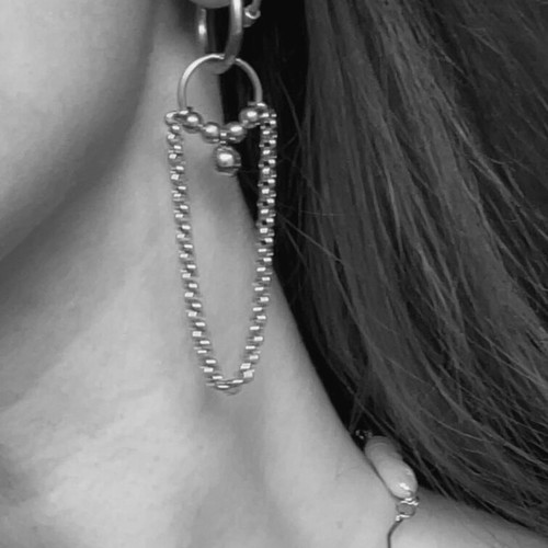 Handmade stainless steel hoop earrings like new, silver
