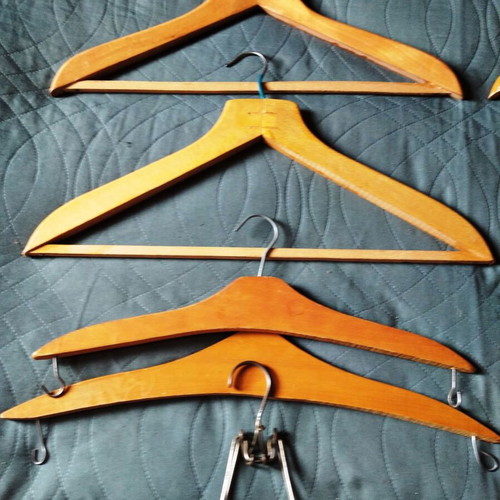 Wooden hangers used, pack of 10, vintage 1950-60 for jackets and trousers