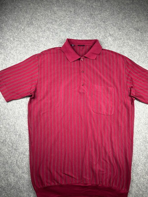 Vintage 80s striped polo shirt used, burgundy, size L