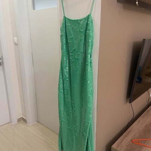 Stefania Vaidani green dress with sequins and side cutouts size small new