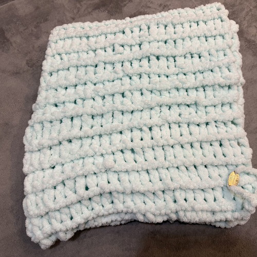 Handmade Baby Blanket Mint Green chenille new