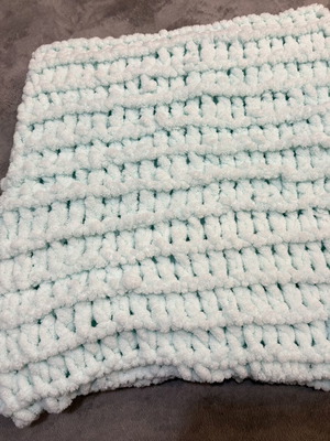 Handmade Baby Blanket Mint Green chenille new