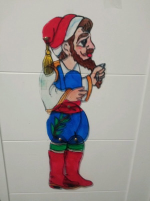 Karagiozis Figure Hatziavatis like new, 35 cm gelatin material