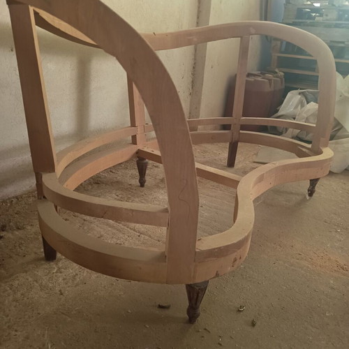 Handmade two-seater sofa frame, solid walnut