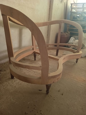 Handmade two-seater sofa frame, solid walnut