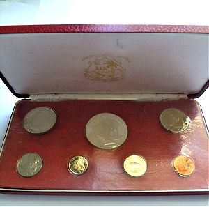 LIBERIA 1975  PROOF Set (7 coins) UNC + FAMOUS .900 SILVER 5 DOLLAR ELEPHANT