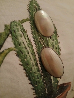 Handmade silver 925 earrings with mother of pearl vintage, like new
