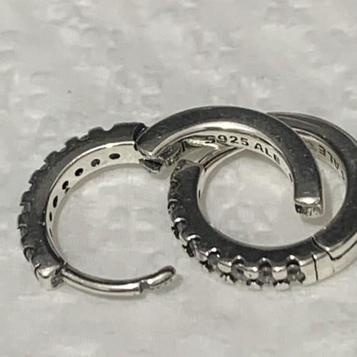 Pandora silver earrings like new with zircon stones