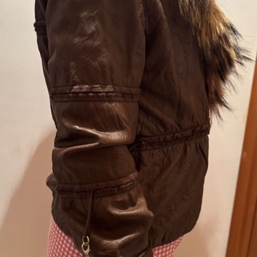 Rebecca Blu leather coat with detachable collar like new, brown, size M