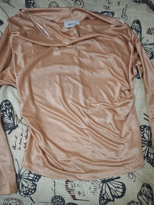 Spring draped blouse BSB like new, coral satin texture