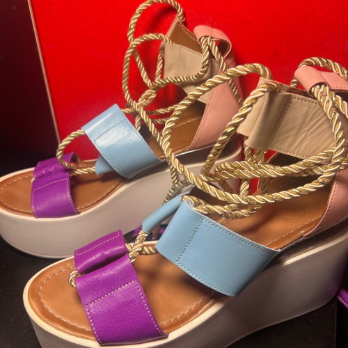 Iris double-layer lace up colorful platform sandals size 39 like new