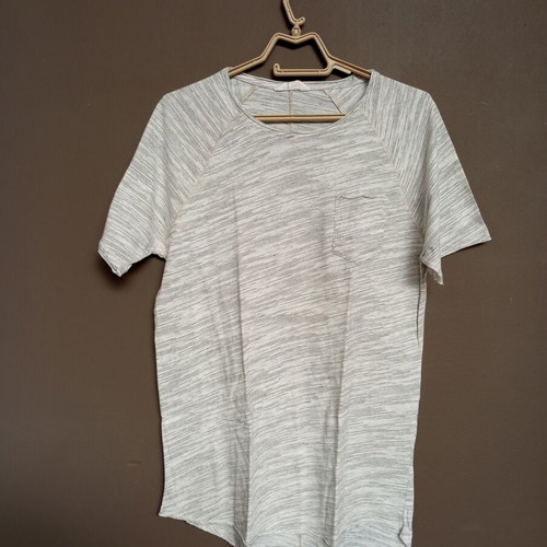 LCW Casual men's t-shirt with pocket, off-white melange, slim fit M/L