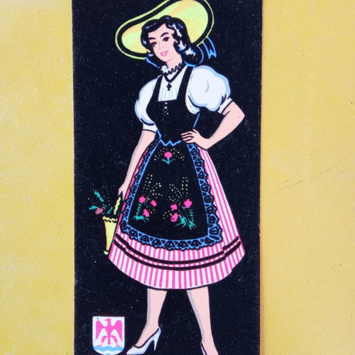 Felt postcard used, France 1967 with national costume
