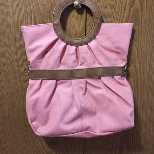 Veta bag used coral with brown details handheld
