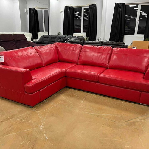 Red leather corner sofa FREYA with bed function new