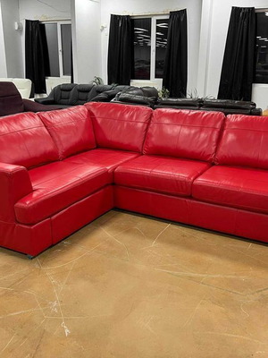 Red leather corner sofa FREYA with bed function new
