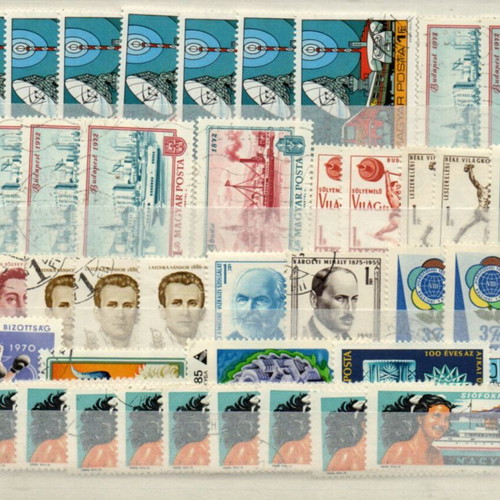 Hungary stamp collection used, 10 cards with large thematic stamps