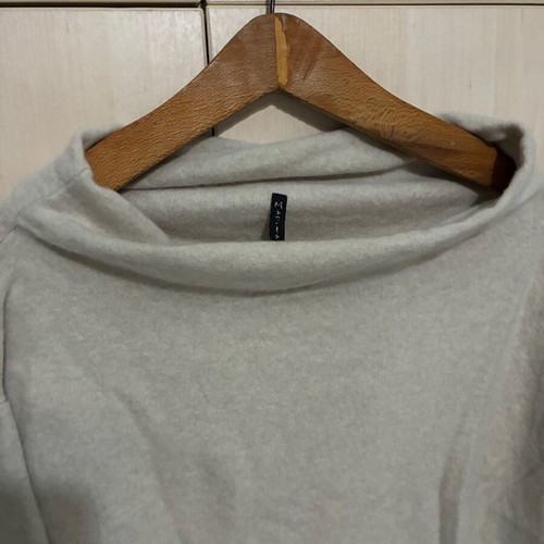 Pullover with unique smile neckline like new, beige