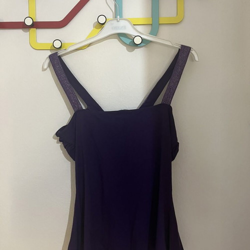 Morgan top in purple with shiny straps, new, size M