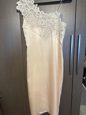 Zara satin crochet midi dress new, white beige, size L