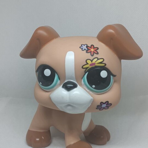 Littlest Pet Shop Jumbo Boxer Dog figure like new, collectible Hasbro