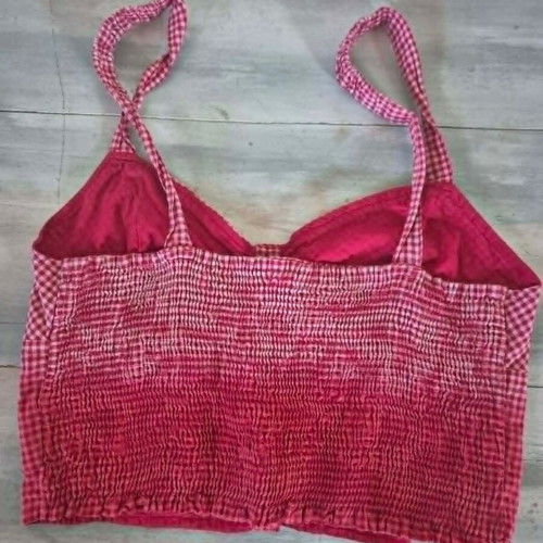 Attrattivo crop top red checkered, cotton, size Large, like new