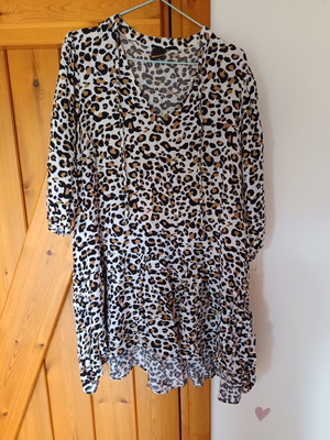 Leopard print long blouse short dress size L like new