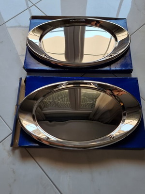 Set of 2 stainless steel oval serving platters