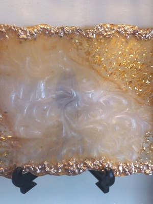 Decorative tray handmade with liquid glass effects 35x21 cm