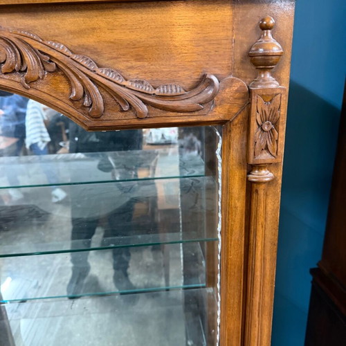 Solid Walnut Display Cabinet like new with three shelves and two doors