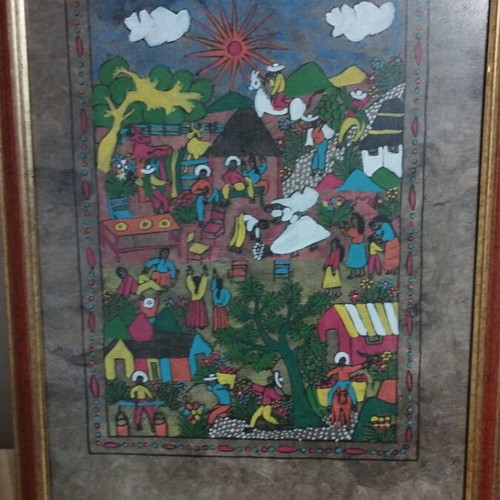 Mexican folk art Amate painting 43x33cm like new