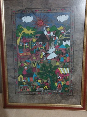 Mexican folk art Amate painting 43x33cm like new