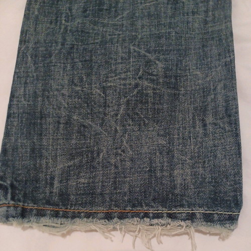 Staff and Co. Jean like new, low waist, straight leg, fringed, size 27, blue