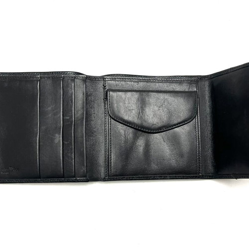 Christian Dior vintage mini leather flap wallet used, black