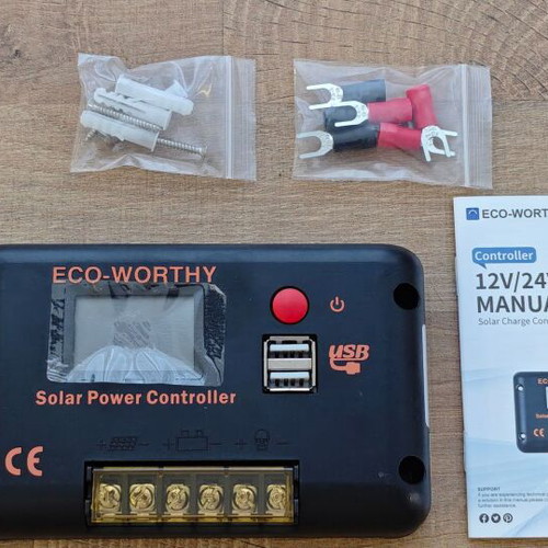 30A Solar Charge Controller 12/24V PWM with Bluetooth and 2 USB Ports