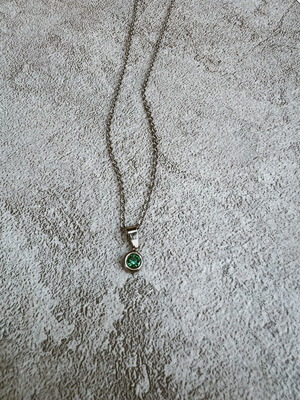 Steel chain with green rhinestone new, men's or women's