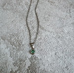 Steel chain with green rhinestone new, men's or women's