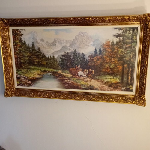 Vintage frame 1970 with carved gold frame like new