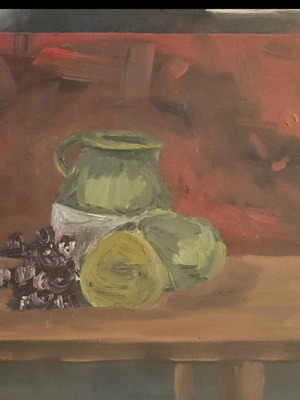 Painting Fruits oil on cardboard 24x30 cm like new
