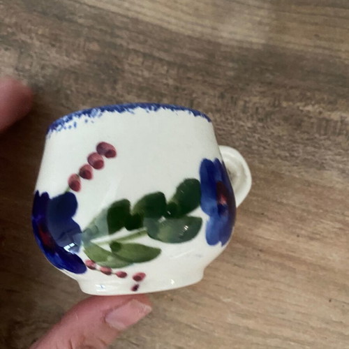 Handmade clay cup from Samos used, hand-painted