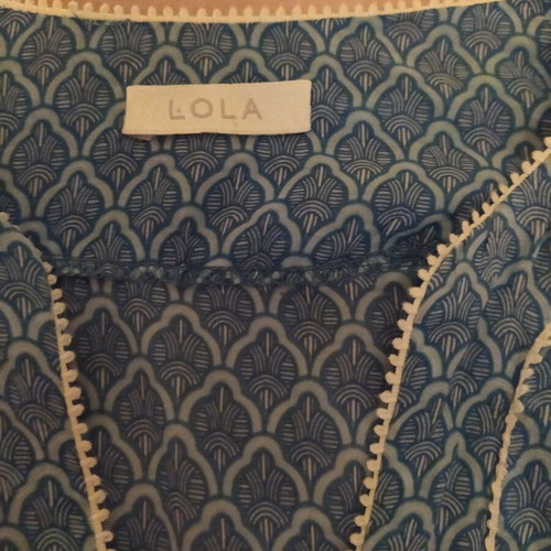 Lola tunic No S, silk voile fabric, white and blue
