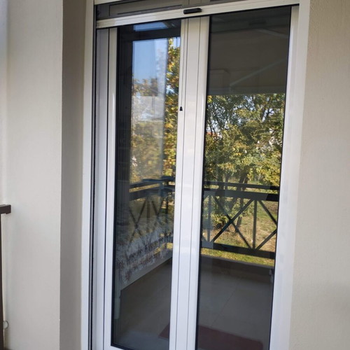 Aluminum window frames with shutters and double glazing